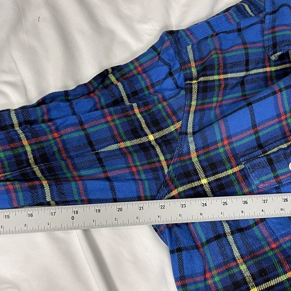 Polo Ralph Lauren Shirt Mens XLT Blue Plaid Flannel Button Front Long Sleeve